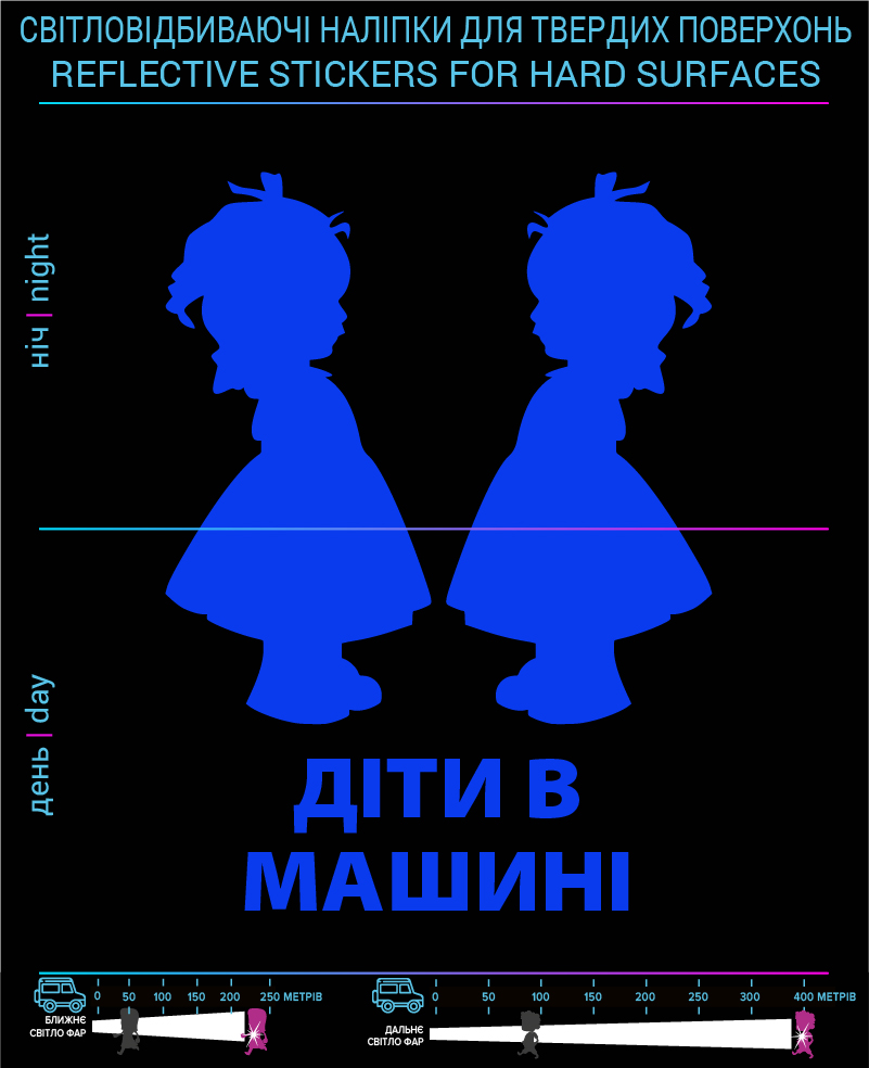Наклейки Дети в машине2 (Укр. язык) , синие, для твердых поверхностей - фото 2