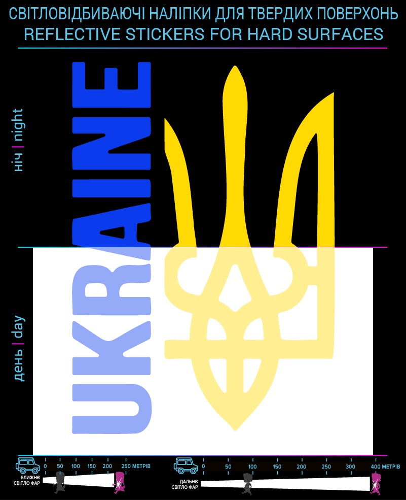 Наклейки Украина , сине-желтые, для твердых поверхностей