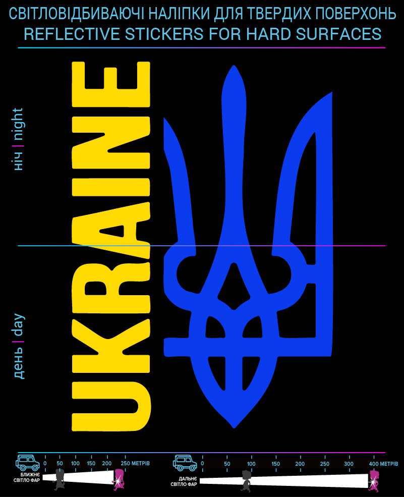 Stickers Ukraine, yellow-blue, hard surface - фото 2
