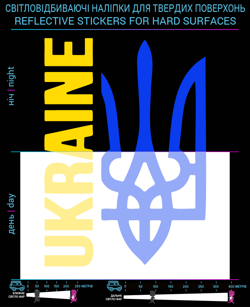 Stickers Ukraine, yellow-blue, hard surface