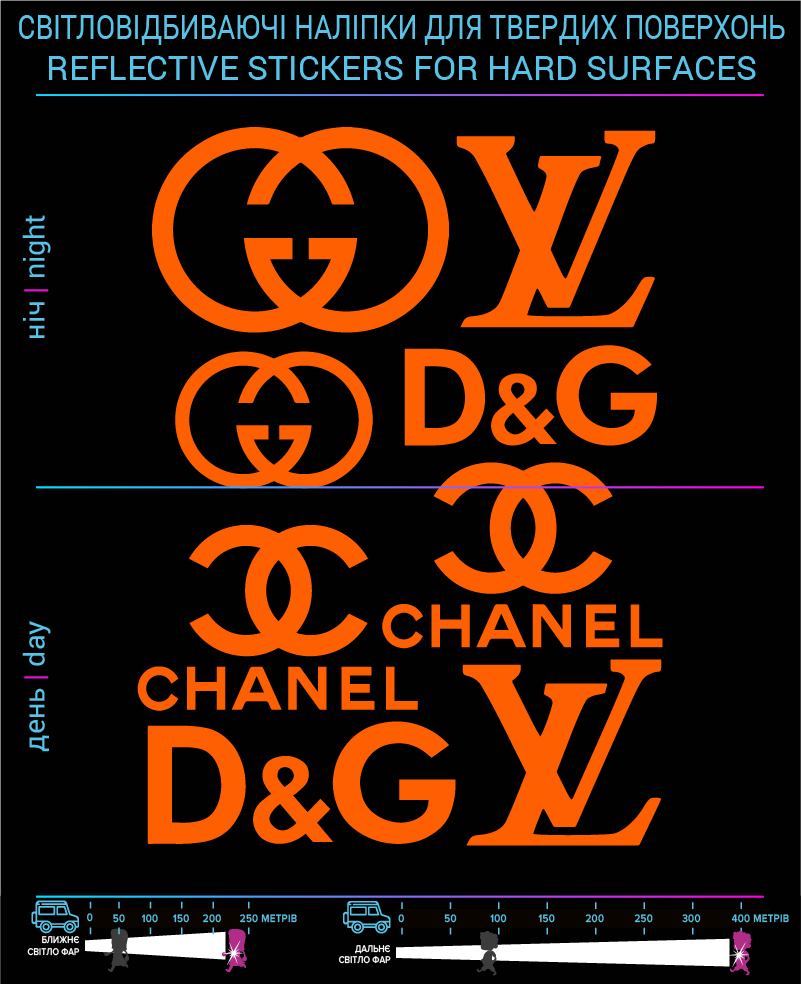 Brands reflective stickers 2, orange, hard surface - фото 2