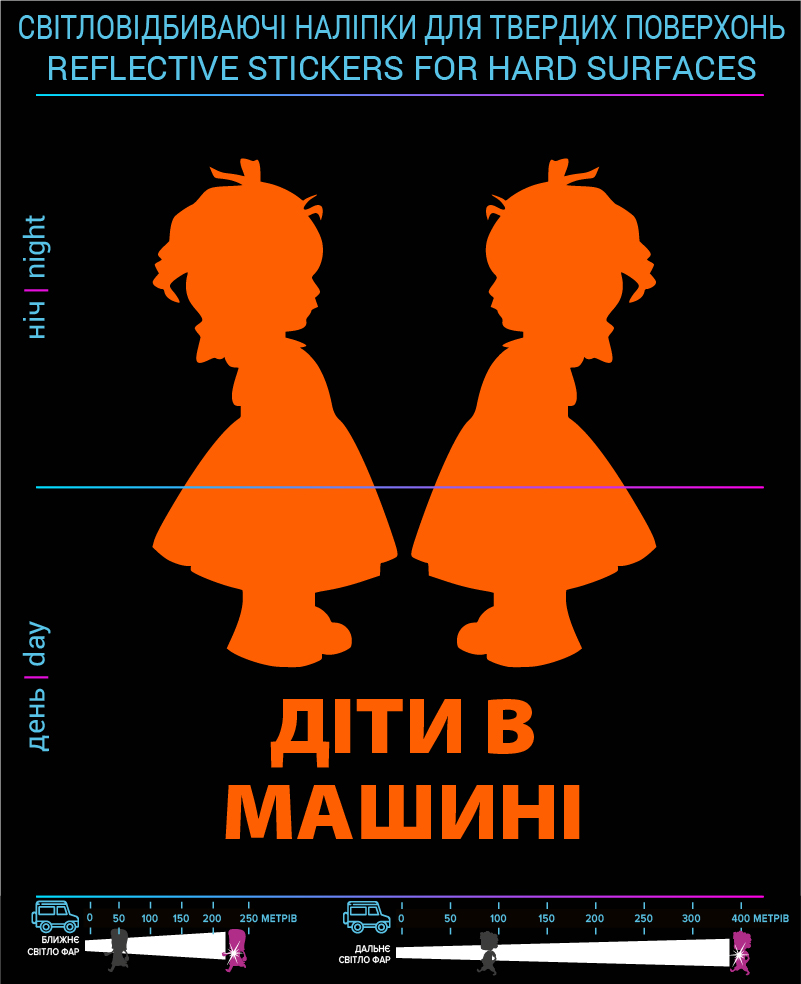 Наклейки Дети в машине2 (Укр. язык) , оранжевые, для твердых поверхностей - фото 2