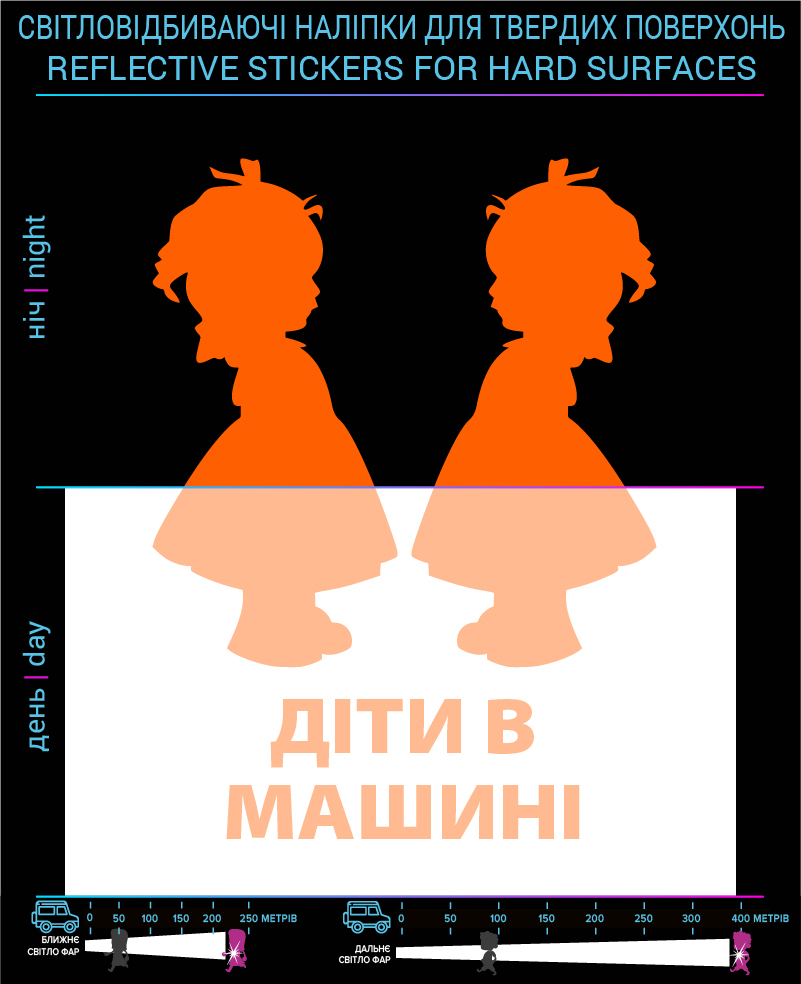 Наклейки Дети в машине2 (Укр. язык) , оранжевые, для твердых поверхностей