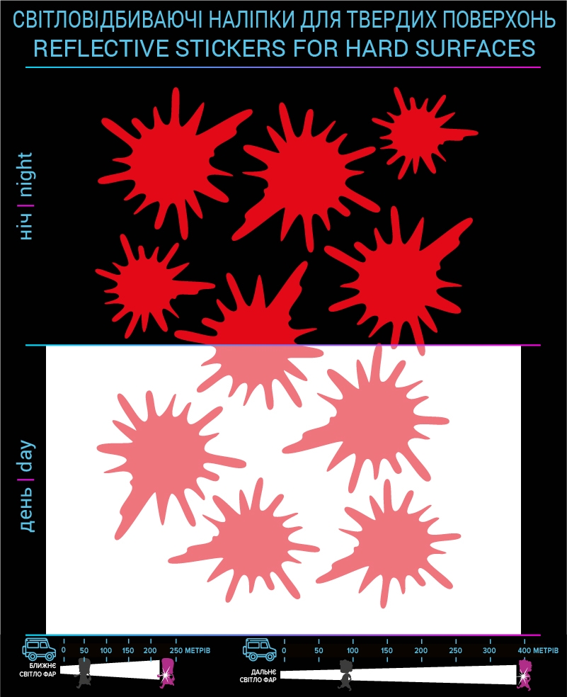 Blots reflective stickers, red, for solid surfaces photo