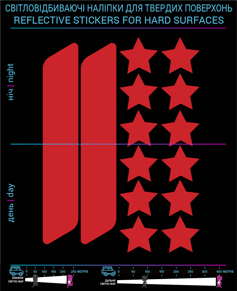 Outlined stickers and stars, red, hard surface - фото 2