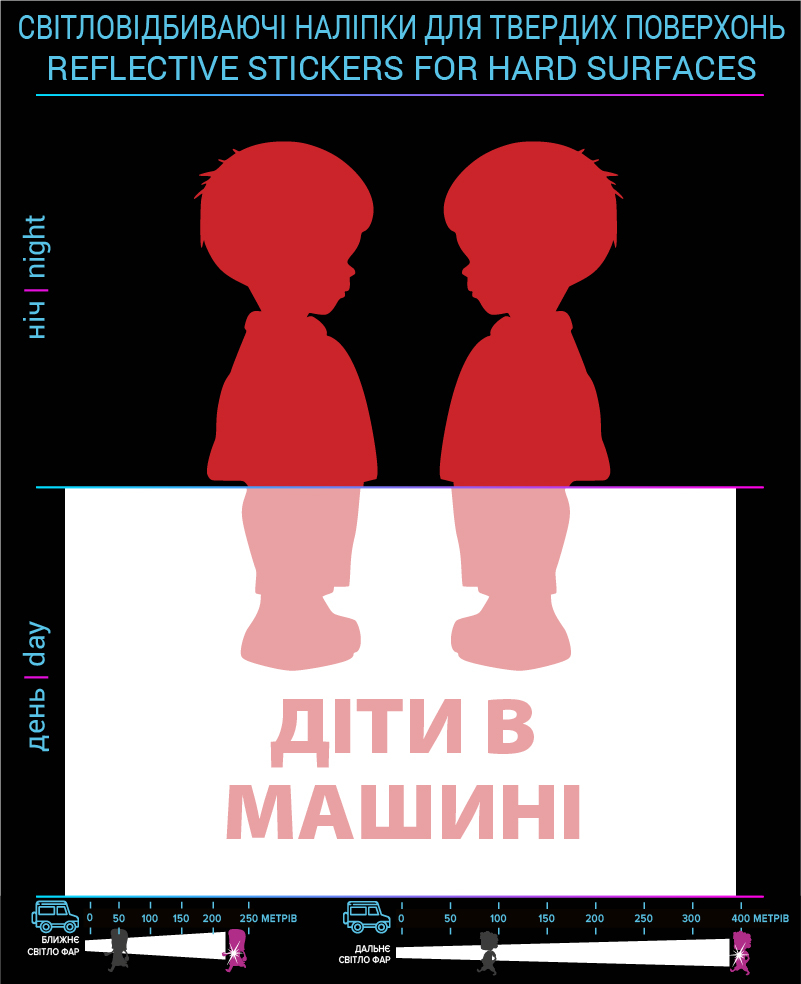 Stickers Children in the car (Ukr. Language), red, hard surface