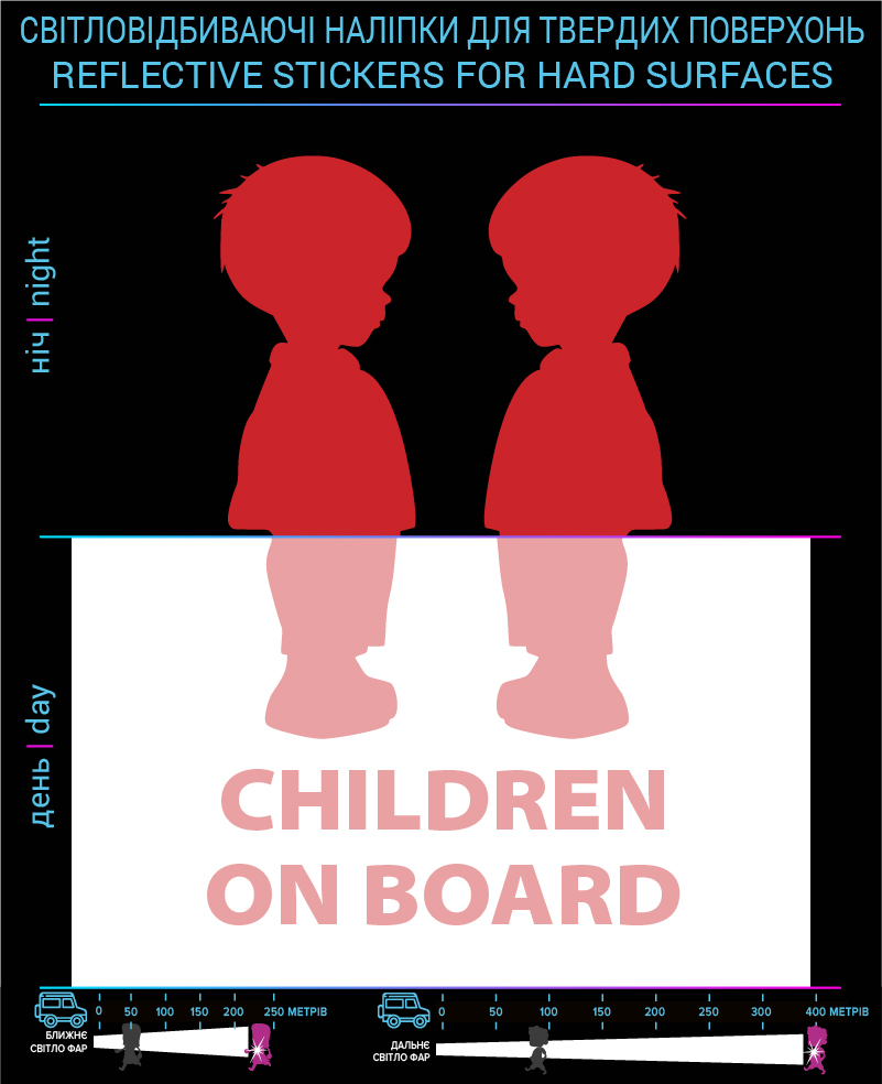 Наклейки Children on board2, червоні, для твердих поверхонь
