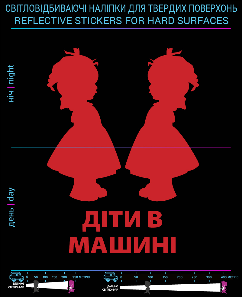 Stickers Children mashine2 (Ukr. Language), red, hard surface - фото 2