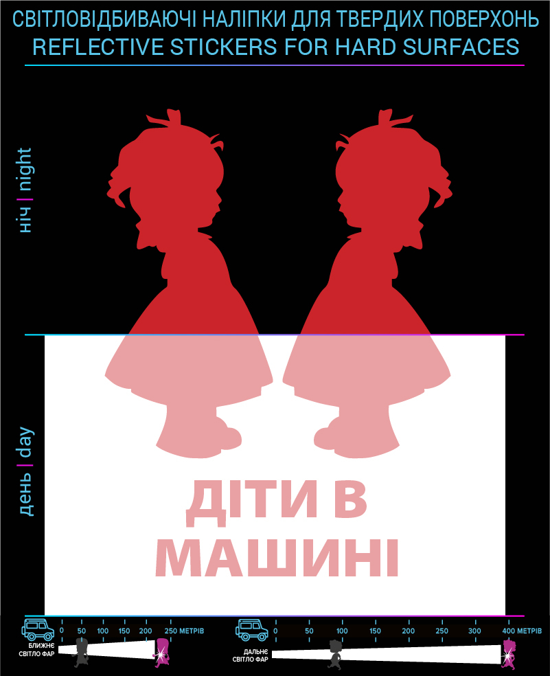 Stickers Children mashine2 (Ukr. Language), red, hard surface