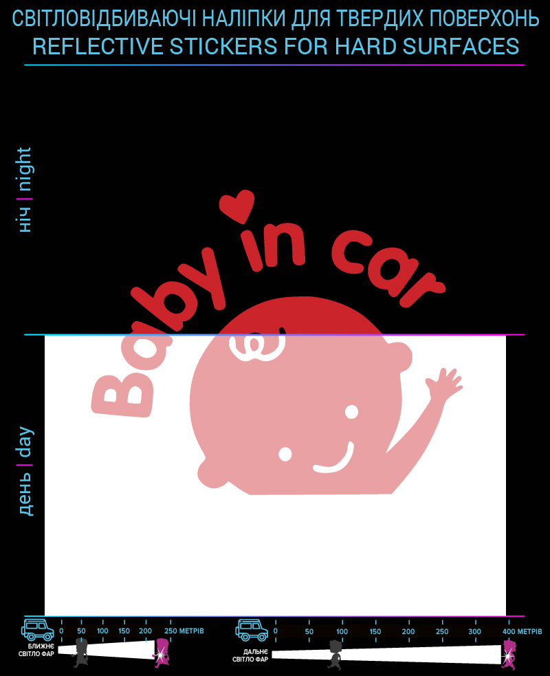 Stickers Baby in Car, red, for solid surfaces photo