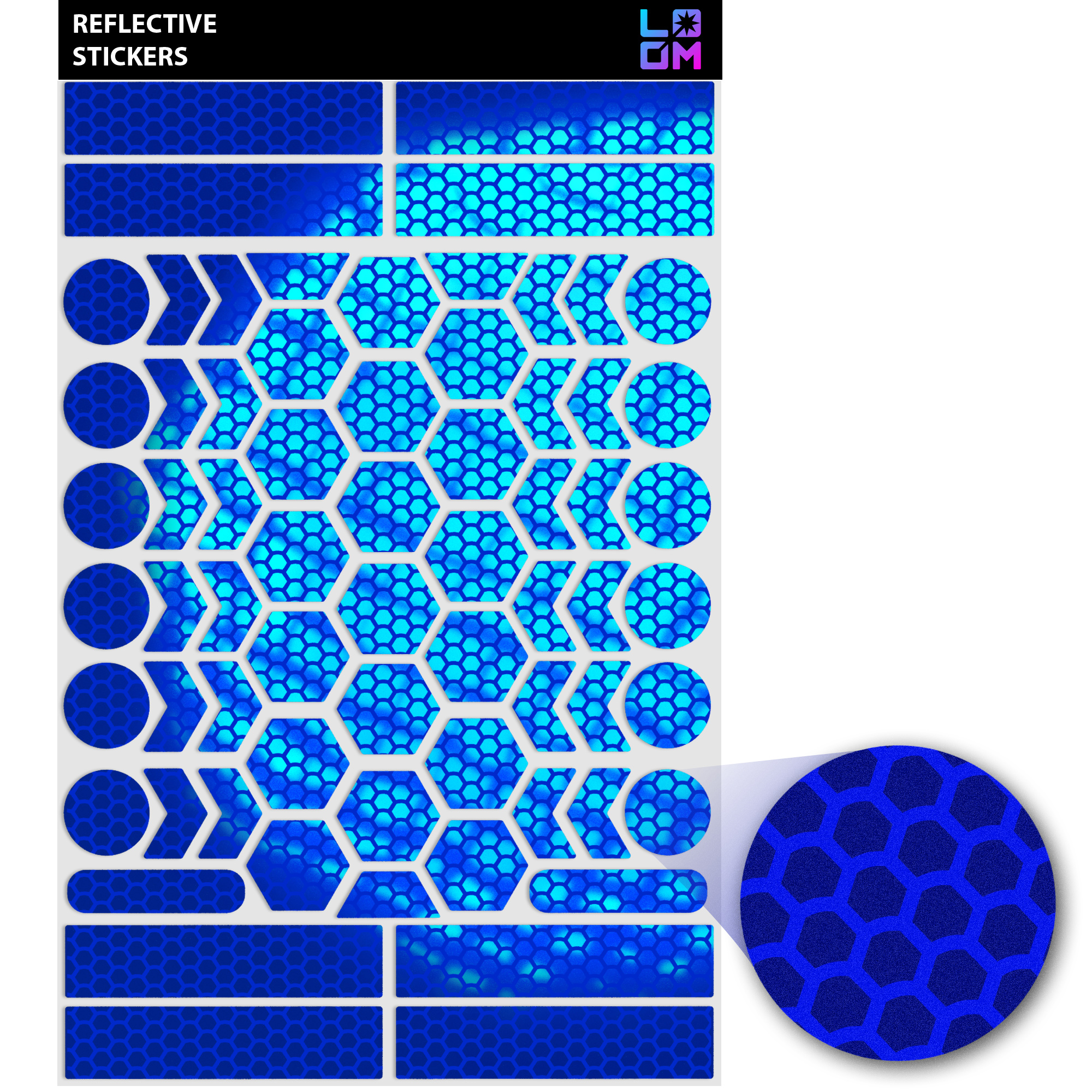 Figure stickers, blue, highly reflective