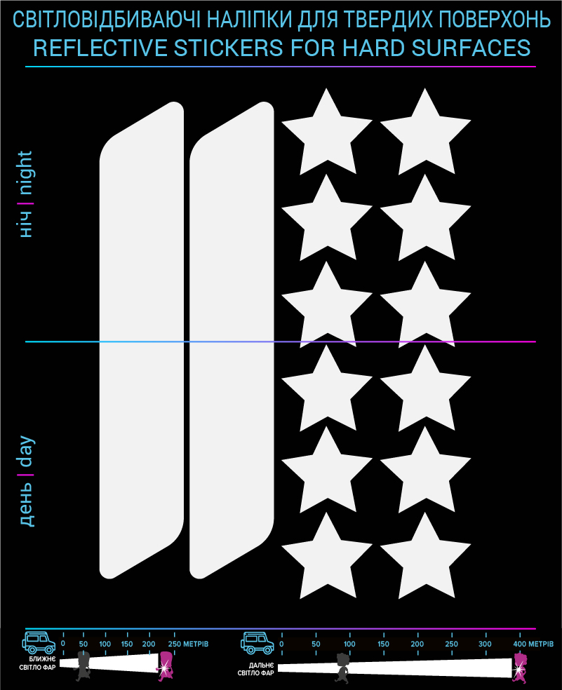 Contour labels and stars, white, hard surface - фото 2