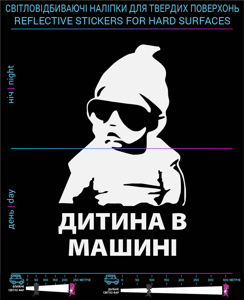 Stickers Baby in car (Ukr. Language), white, hard surface - фото 2