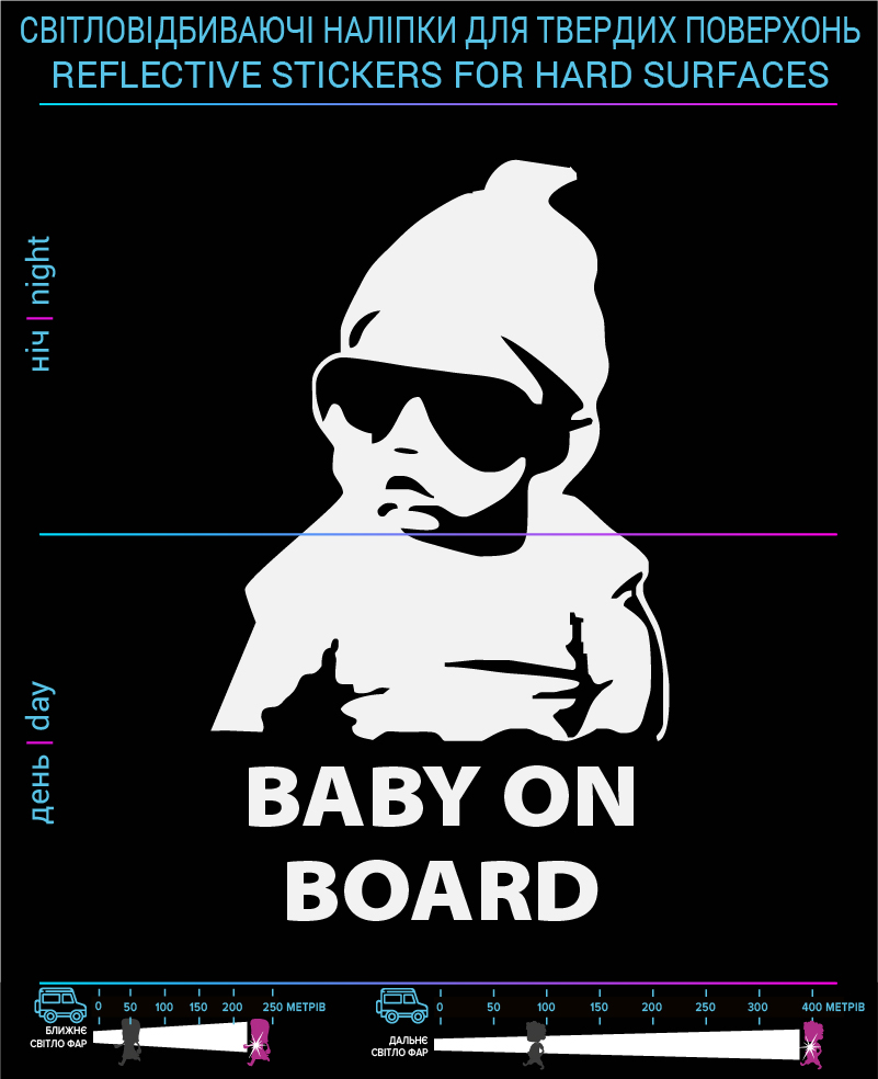 Stickers Baby on Board (Eng. Language), white, hard surface - фото 2