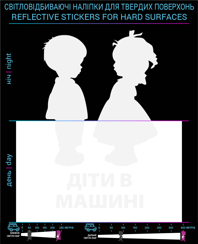 Наклейки Діти в машині (Український варіант), білі, для твердих поверхонь фото