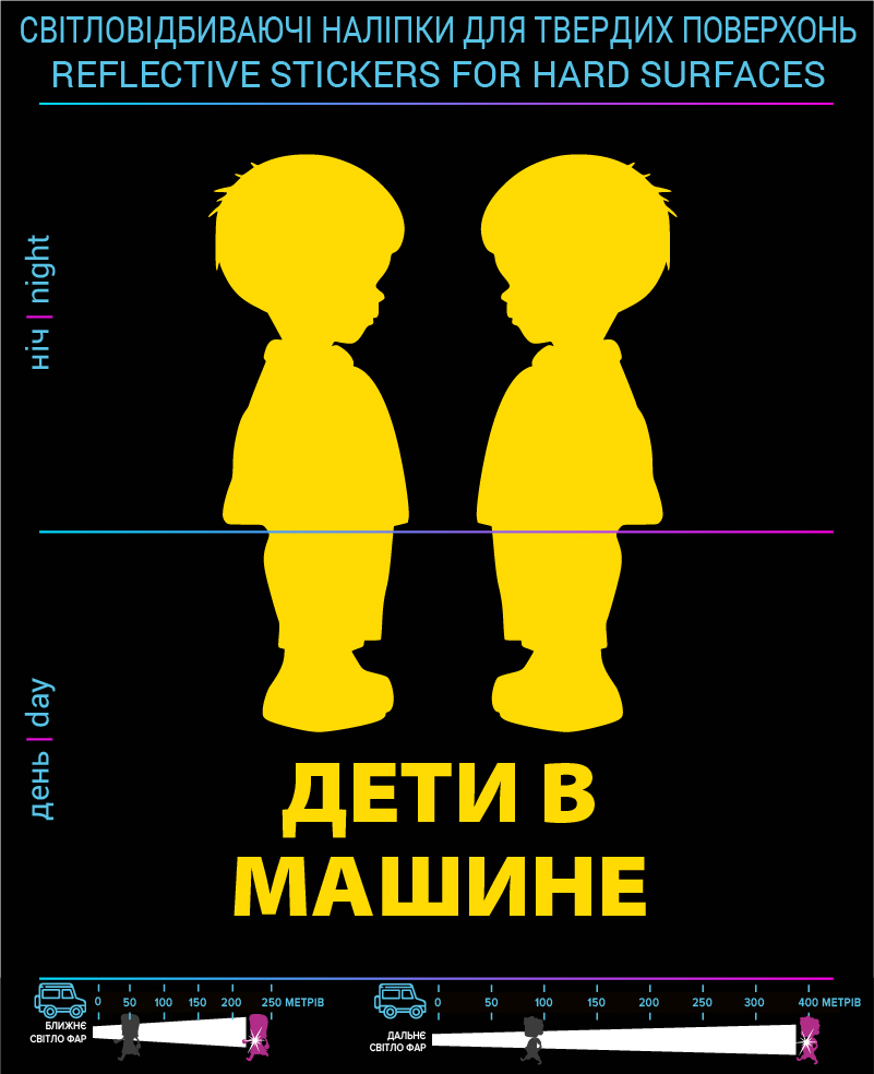 Stickers Children mashine2 (Ros. Language), yellow, hard surface - фото 2