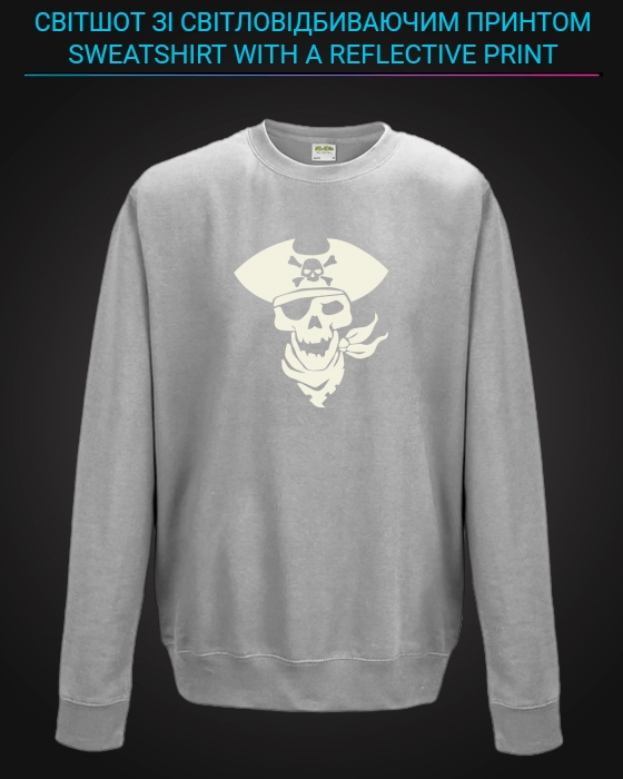 sweatshirt with Reflective Print Pirate Skull - 5/6 grey