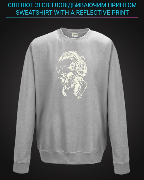 sweatshirt with Reflective Print Skull Music - 5/6 grey