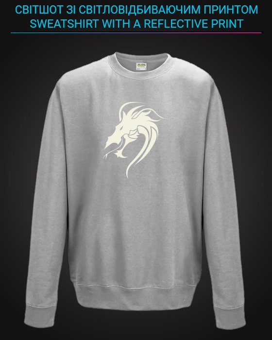 sweatshirt with Reflective Print Dragon Head Print - 5/6 grey