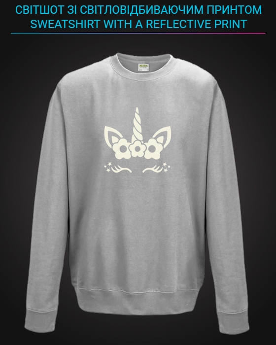 sweatshirt with Reflective Print Cute Little Unicorn - 5/6 grey
