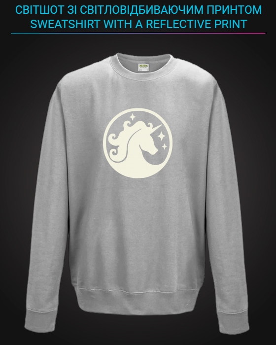 sweatshirt with Reflective Print Unicorn - 5/6 grey