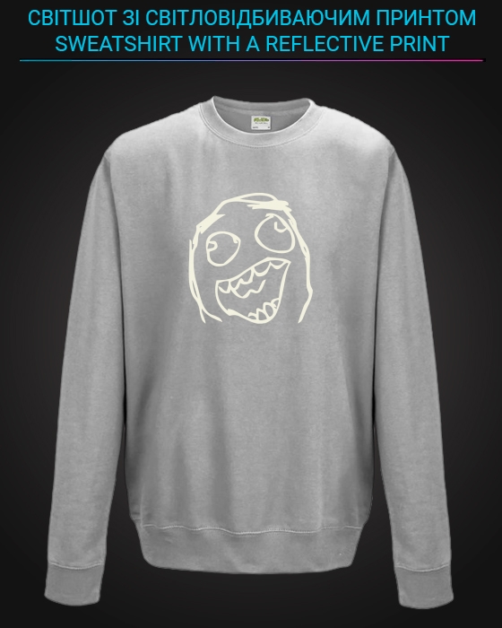 sweatshirt with Reflective Print Meme Face - 5/6 grey