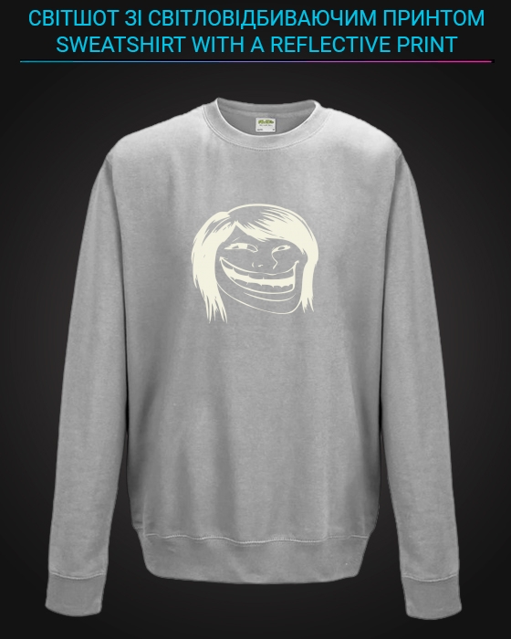 sweatshirt with Reflective Print Troll Girl - 5/6 grey