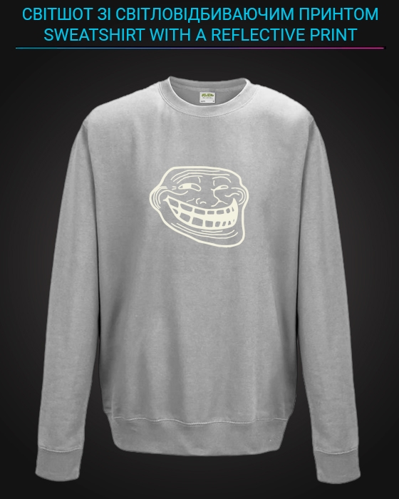sweatshirt with Reflective Print Trollface - 5/6 grey