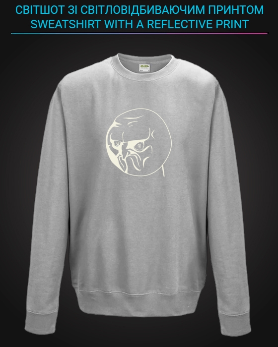 sweatshirt with Reflective Print Angry Face - 5/6 grey