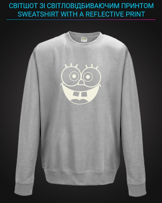 sweatshirt with Reflective Print Sponge Bob Face - 5/6 grey