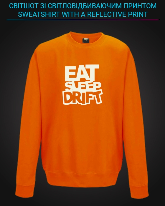 sweatshirt with Reflective Print Eat Sleep Drift - 5/6 orange