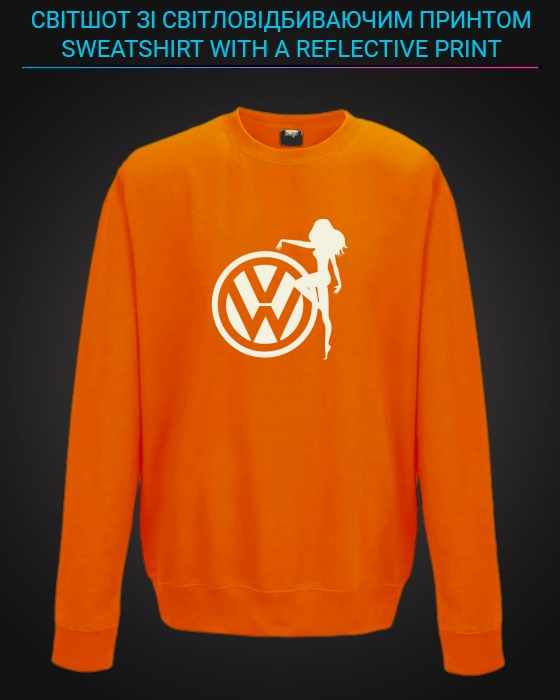 sweatshirt with Reflective Print Volkswagen Logo Girl - 5/6 orange