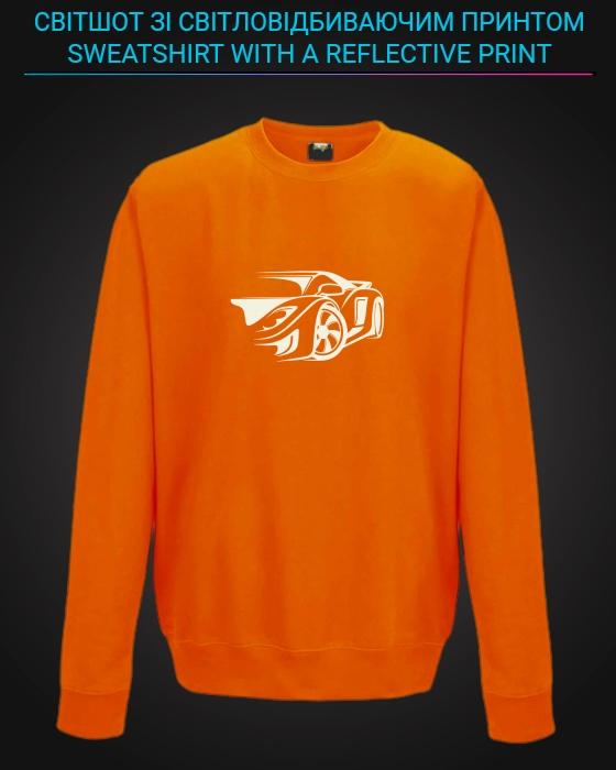 sweatshirt with Reflective Print Cute Car Print - 5/6 orange