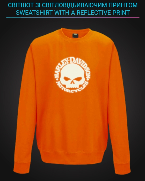sweatshirt with Reflective Print Harley Davidson Skull - 5/6 orange