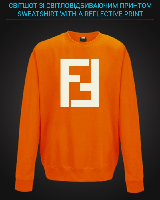 sweatshirt with Reflective Print Fendi Sign - 5/6 orange