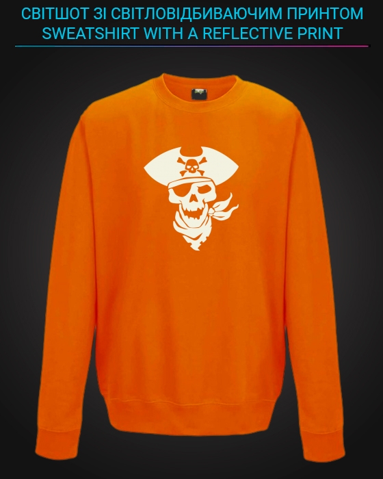 sweatshirt with Reflective Print Pirate Skull - 5/6 orange