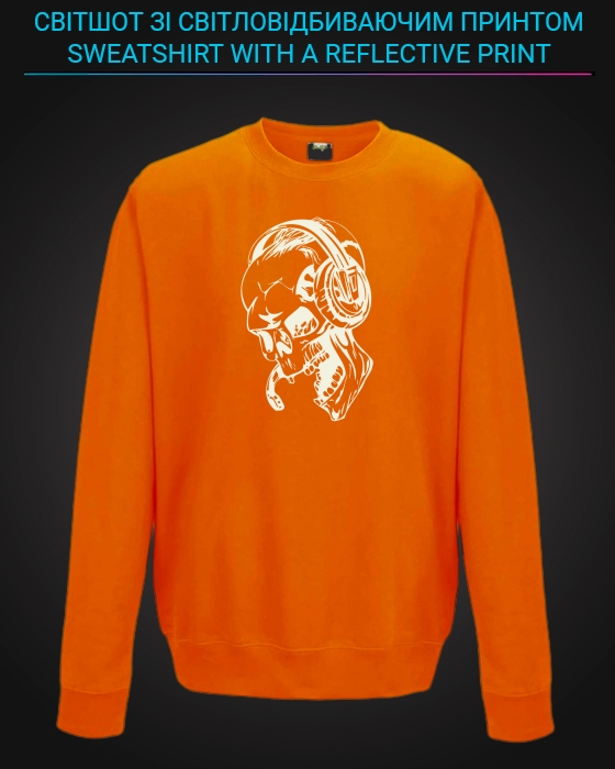 sweatshirt with Reflective Print Skull Music - 5/6 orange