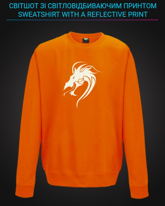 sweatshirt with Reflective Print Dragon Head Print - 5/6 orange