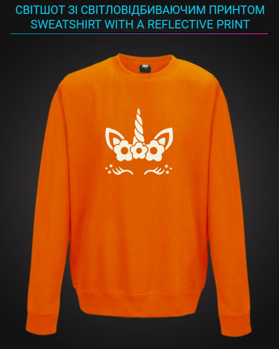 sweatshirt with Reflective Print Cute Little Unicorn - 5/6 orange