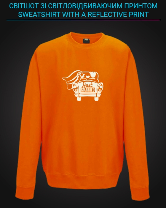 sweatshirt with Reflective Print Just Married - 5/6 orange