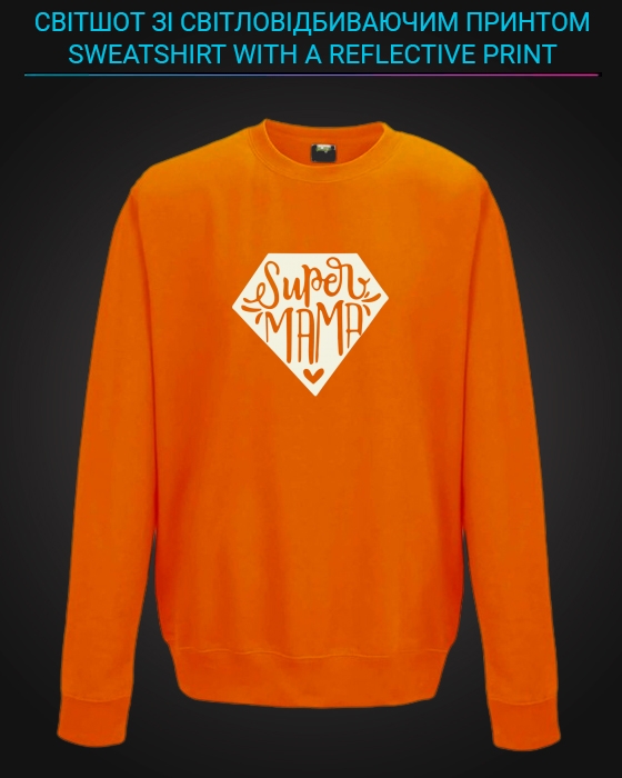 sweatshirt with Reflective Print Super Mama - 5/6 orange