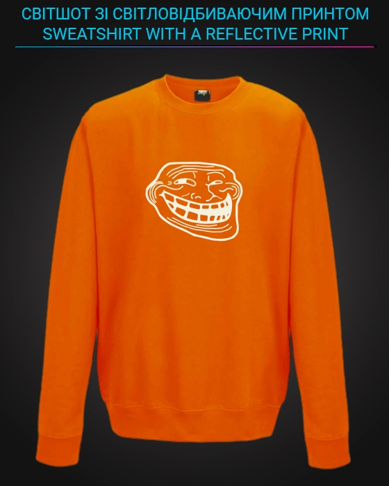 sweatshirt with Reflective Print Trollface - 5/6 orange
