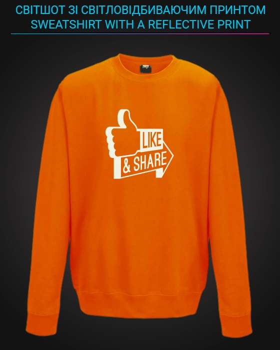 sweatshirt with Reflective Print Like And Share - 5/6 orange