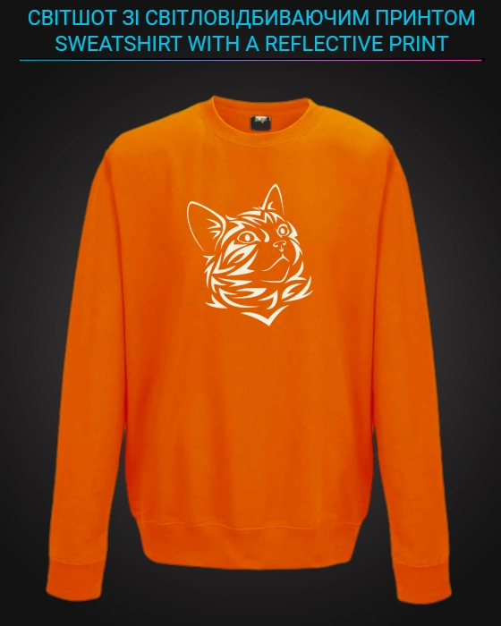 sweatshirt with Reflective Print Cat Print - 5/6 orange