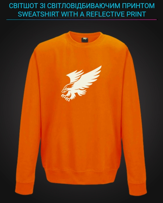sweatshirt with Reflective Print Cute Eagle - 5/6 orange