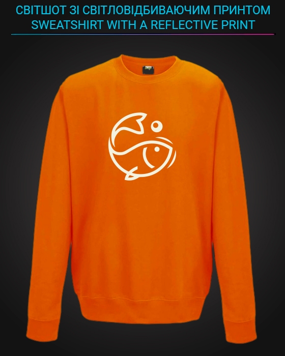 sweatshirt with Reflective Print Great Fish - 5/6 orange