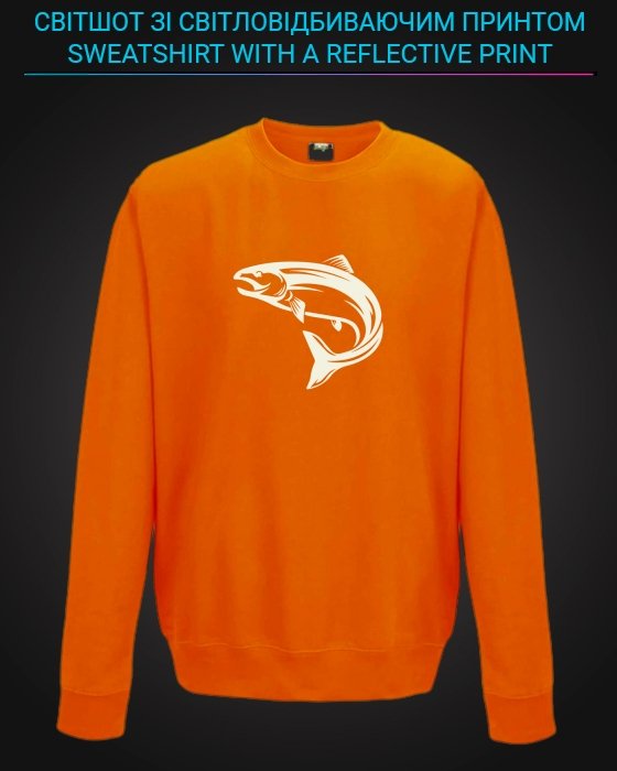 sweatshirt with Reflective Print Cute Fish - 5/6 orange