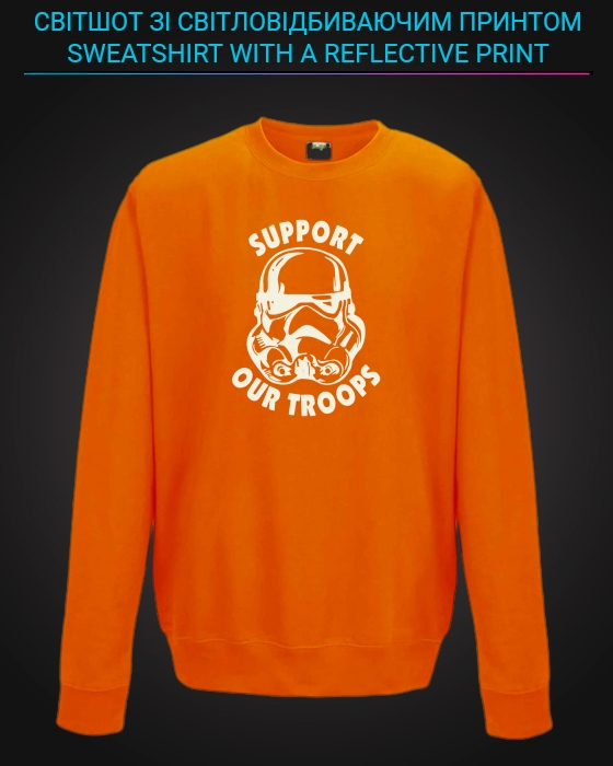 sweatshirt with Reflective Print Support Our Troops - 5/6 orange