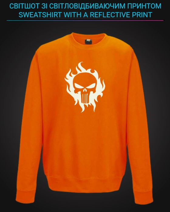 sweatshirt with Reflective Print The Punisher Logo - 5/6 orange