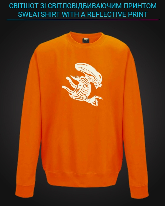 sweatshirt with Reflective Print Scary Alien - 5/6 orange